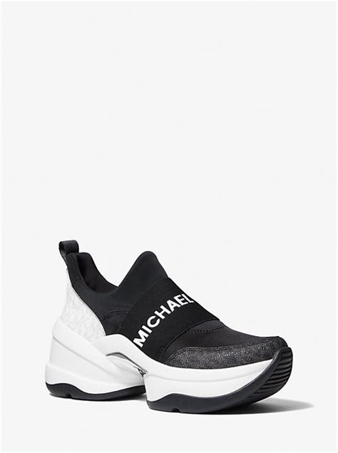 michael michael kors olympia logo tape scuba slip-on trainer|Michael Kors Olympia Logo Tape Scuba Slip.